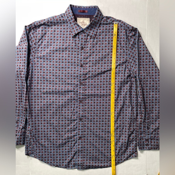 Age of Wisdom Shirt Mens Size XL Long Sleeve Button Up Flip Cuff Diamond Pattern - Picture 6 of 14